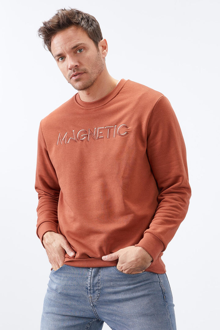 TMY Cinnamon Embroidered Round Neck Comfort Fit Men's Sweatshirt - 88020 - Salinas Victoria