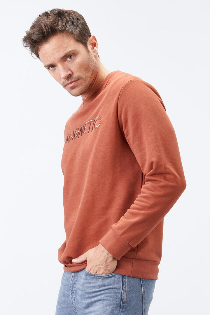 TMY Cinnamon Embroidered Round Neck Comfort Fit Men's Sweatshirt - 88020 - Salinas Victoria