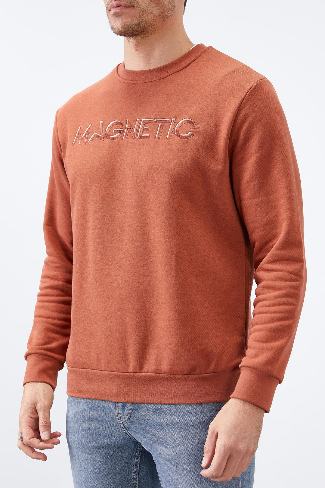 TMY Cinnamon Embroidered Round Neck Comfort Fit Men's Sweatshirt - 88020 - Salinas Victoria