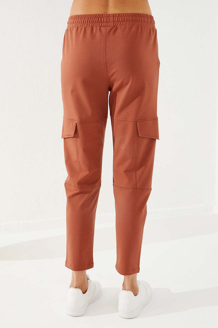 TMY القرفة عالية الخصر جيب البضائع مريحة تناسب سليم الساق Sweatpants المرأة - 94588 - Tangancícuaro de Arista