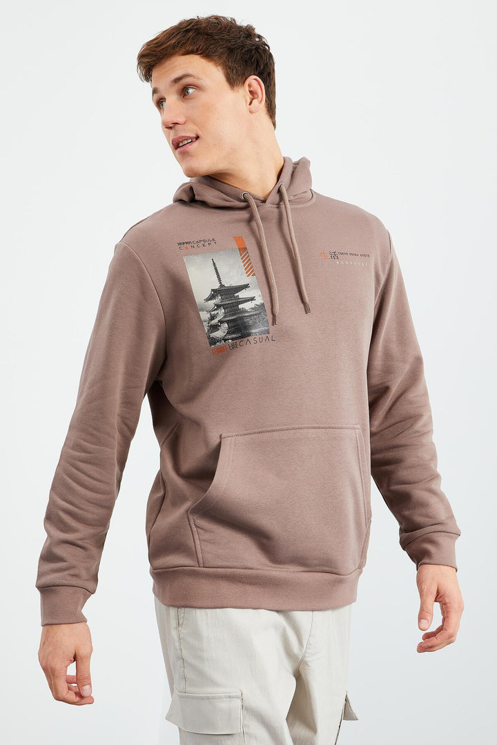 TMY Earth Pattern Printed Hooded Comfortable Fit Men's Sweatshirt - 88015 - Rimini