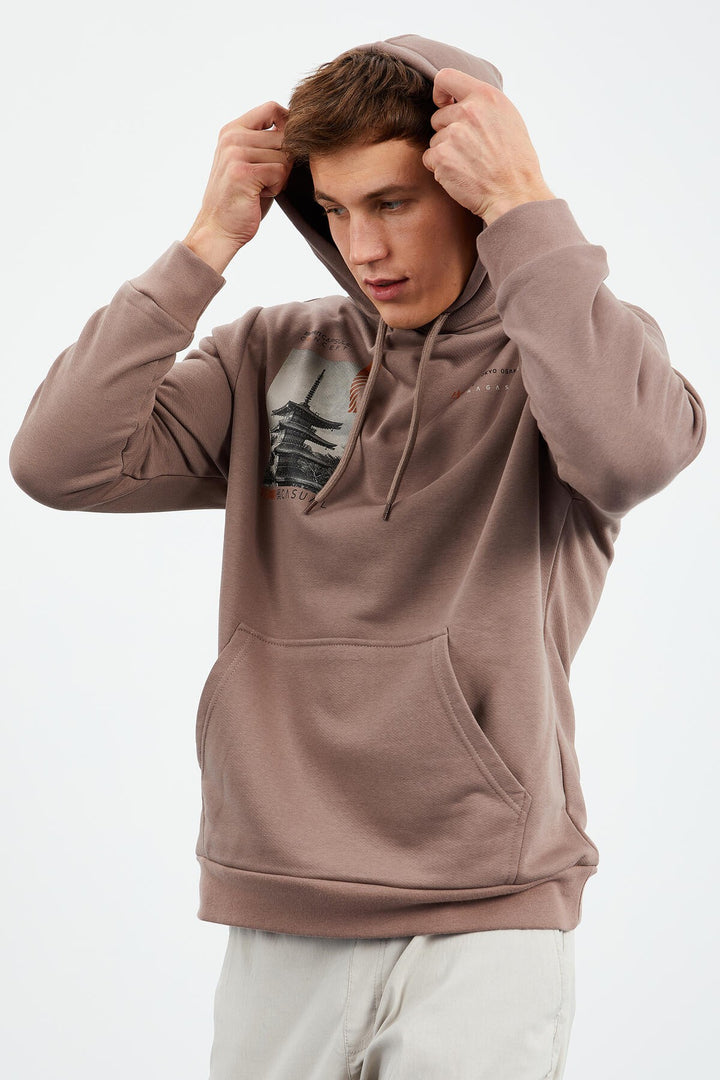 TMY Earth Pattern Printed Hooded Comfortable Fit Men's Sweatshirt - 88015 - Rimini