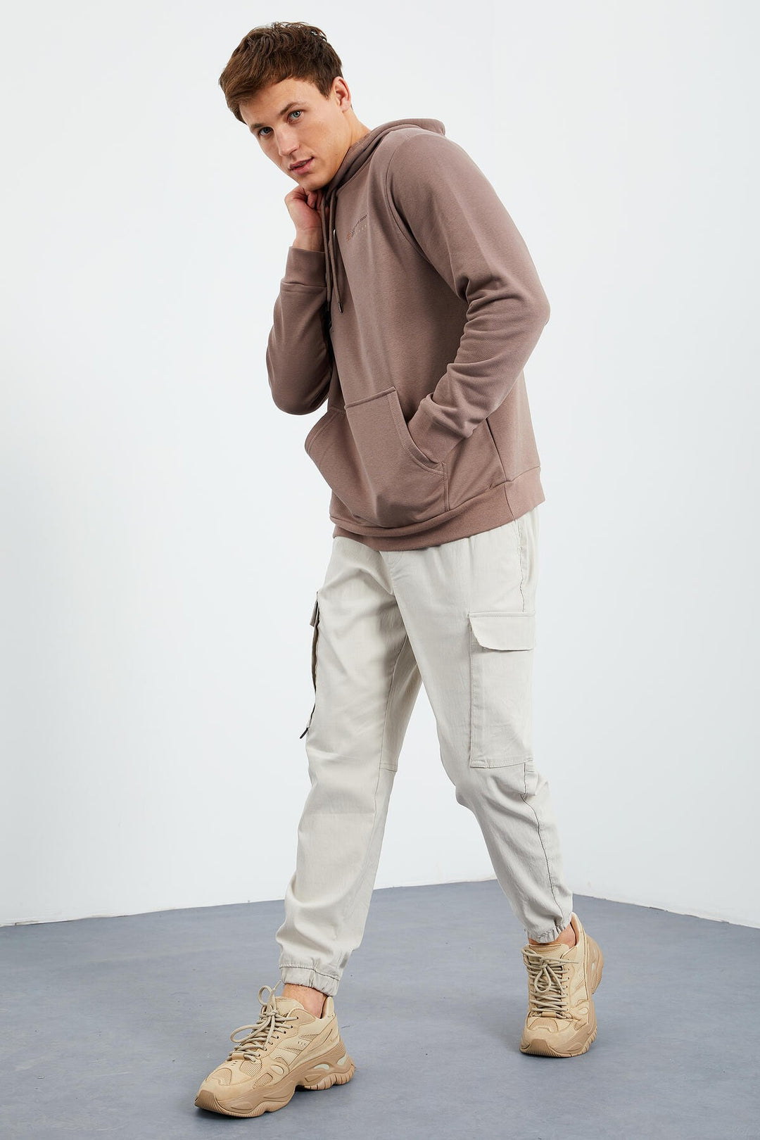 TMY Earth Pattern Printed Hooded Comfortable Fit Men's Sweatshirt - 88015 - Rimini