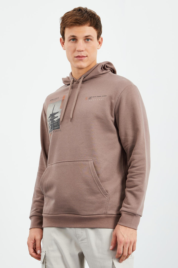 TMY Earth Pattern Printed Hooded Comfortable Fit Men's Sweatshirt - 88015 - Rimini
