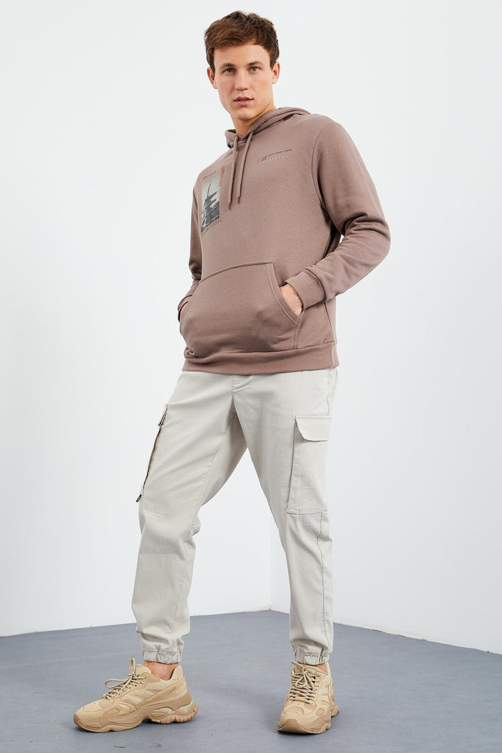 TMY Earth Pattern Printed Hooded Comfortable Fit Men's Sweatshirt - 88015 - Rimini