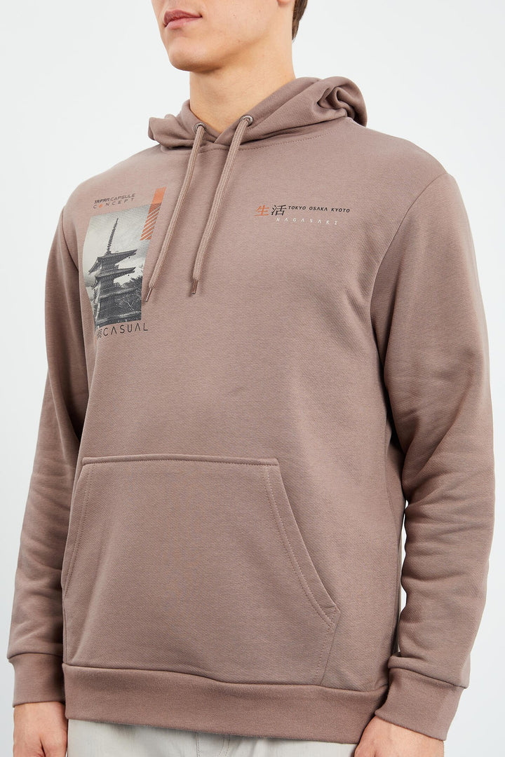 TMY Earth Pattern Printed Hooded Comfortable Fit Men's Sweatshirt - 88015 - Rimini