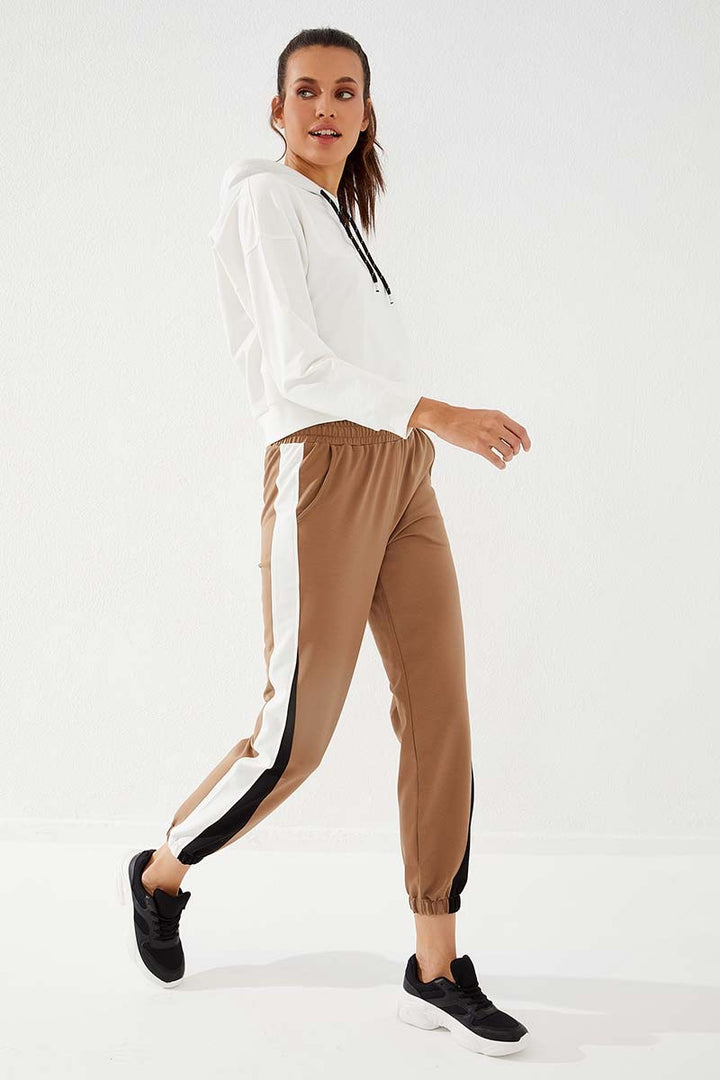 TMY Earth Two-Color Striped Comfortable Fit Elastic Cuff Women's Sweatpants - 94582 - Levittown