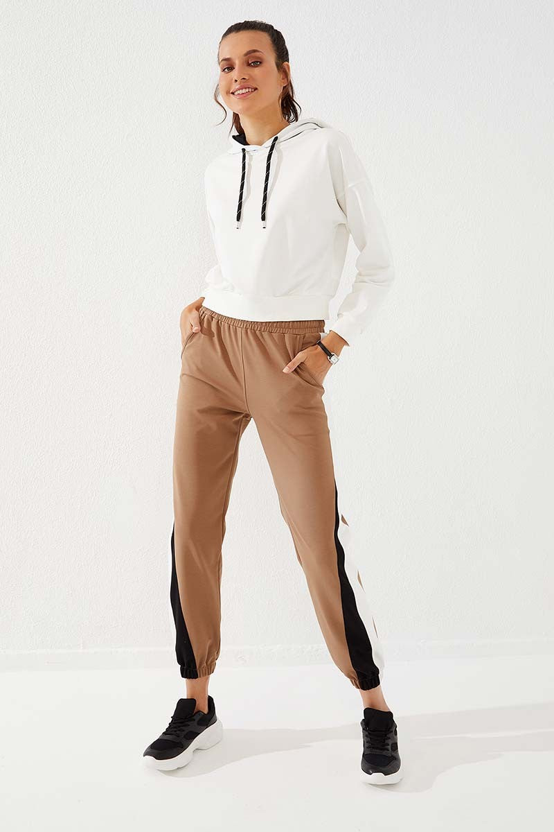 TMY Earth Two-Color Striped Comfortable Fit Elastic Cuff Women's Sweatpants - 94582 - Levittown