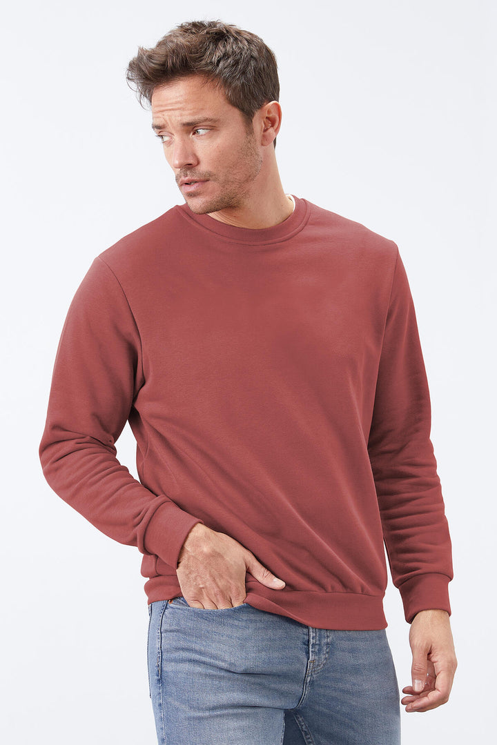 TMY Wild Rose Basic Round Neck Comfort Fit Men's Sweatshirt - 88053 - Fredericton