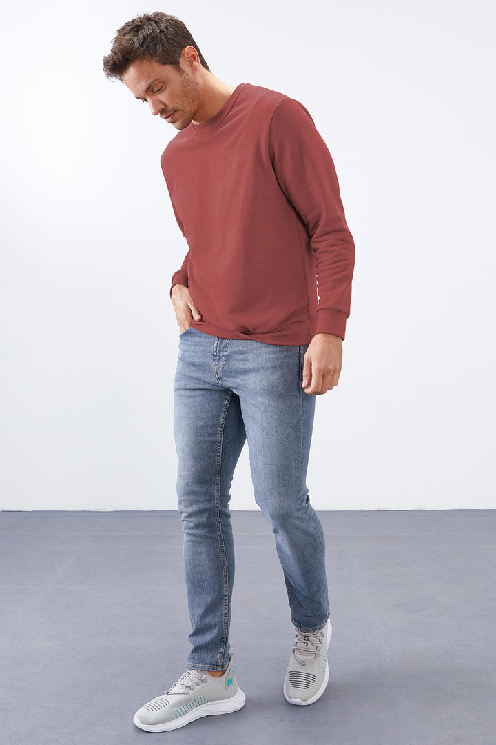 TMY Wild Rose Basic Round Neck Comfort Fit Men's Sweatshirt - 88053 - Fredericton