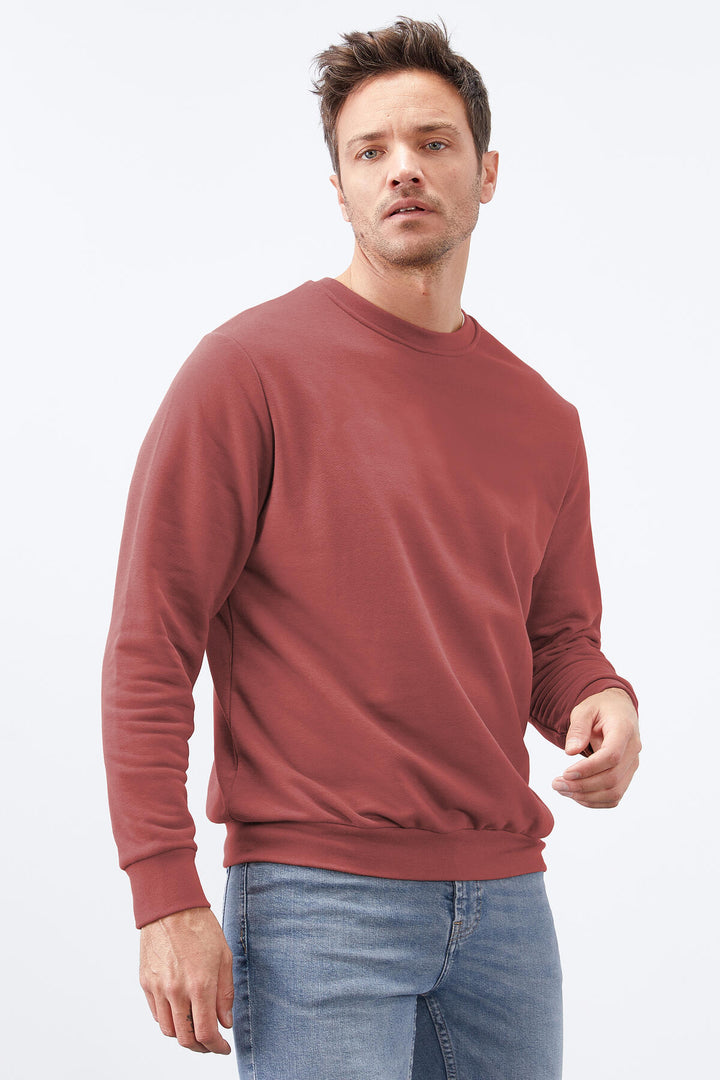 TMY Wild Rose Basic Round Neck Comfort Fit Men's Sweatshirt - 88053 - Fredericton