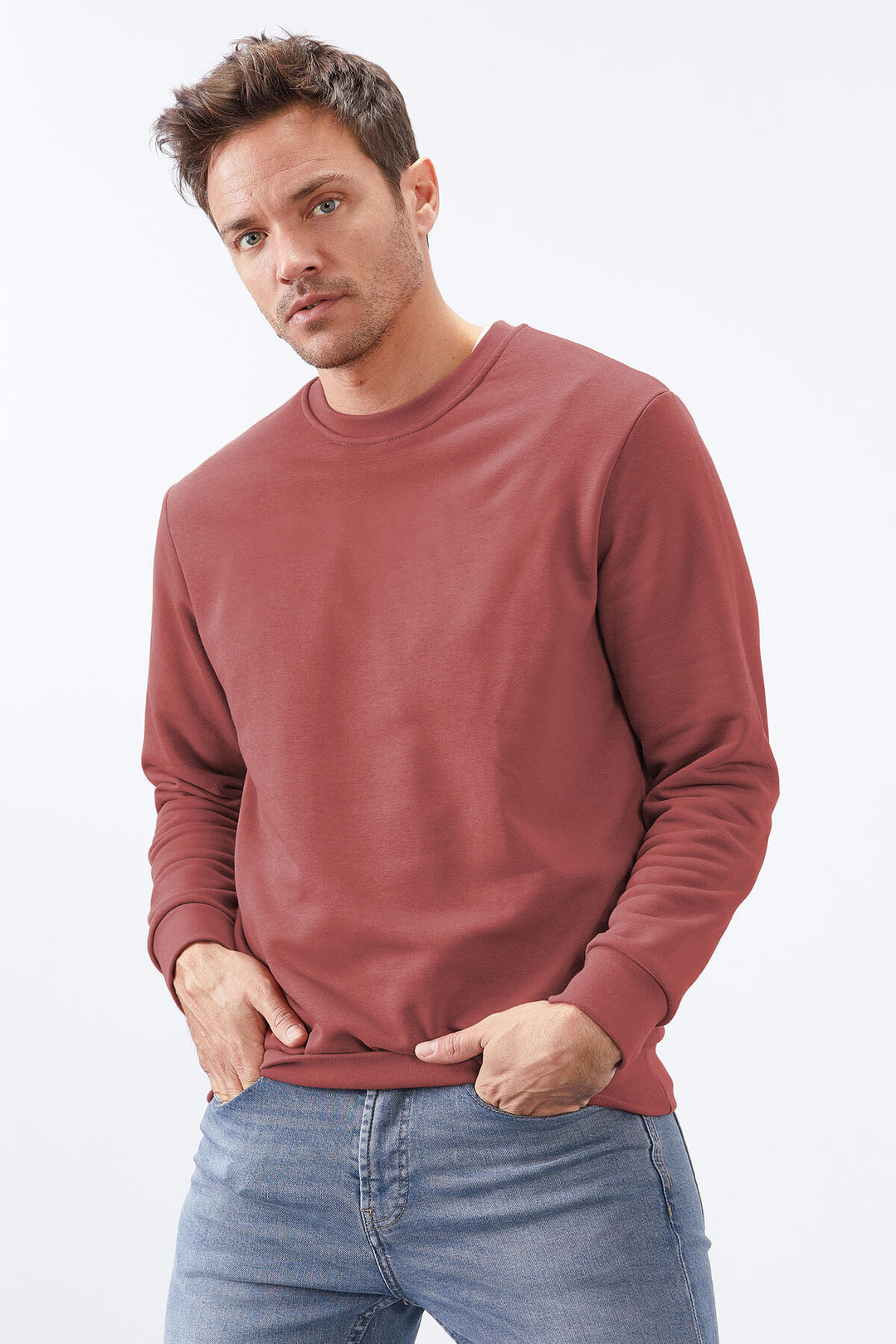 TMY Wild Rose Basic Round Neck Comfort Fit Men's Sweatshirt - 88053 - Fredericton
