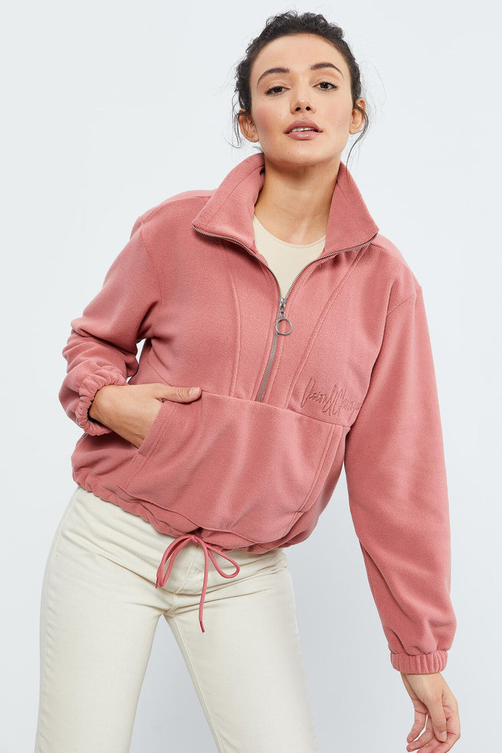 TMY Wild Rose نصف سحاب تنورة تنحنح Ruched المرأة القطبية كبيرة الحجم البلوز - 97171 - Bentonville