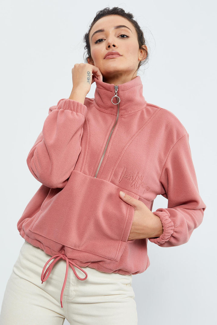 TMY Wild Rose نصف سحاب تنورة تنحنح Ruched المرأة القطبية كبيرة الحجم البلوز - 97171 - Bentonville