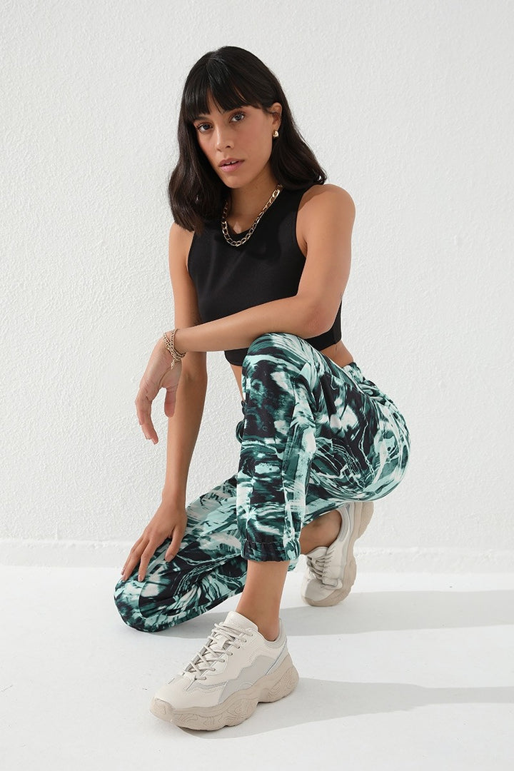 بنطال رياضي TMY Green مختلط منقوشة Jogger Comfort Fit Jogger للنساء - 94597 - سان فرانسيسكو