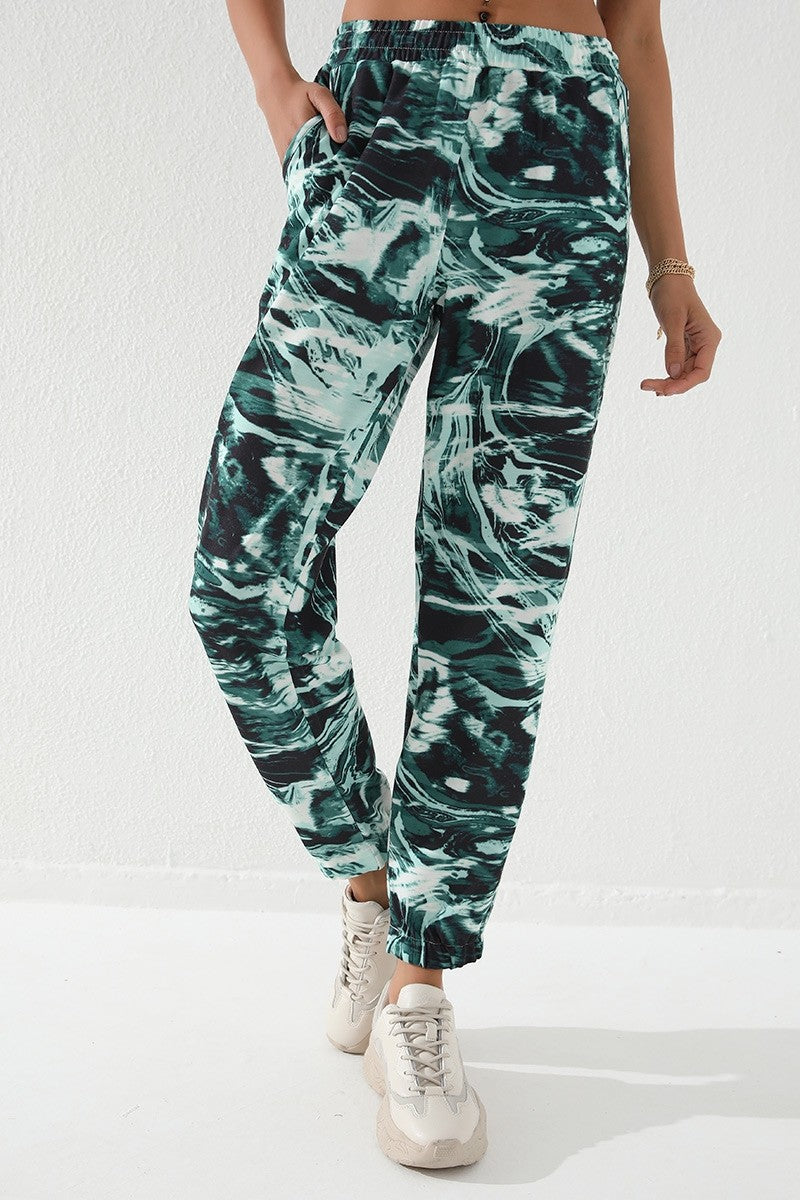 بنطال رياضي TMY Green مختلط منقوشة Jogger Comfort Fit Jogger للنساء - 94597 - سان فرانسيسكو