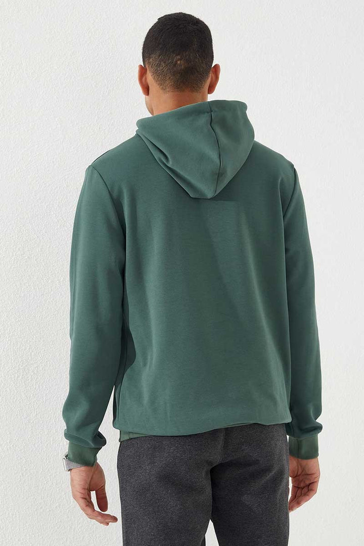 TMY Green Camouflage Pattern Printed Standard Fit Hooded Men's Sweatshirt - 87884 - Vaudreuil-Dorion