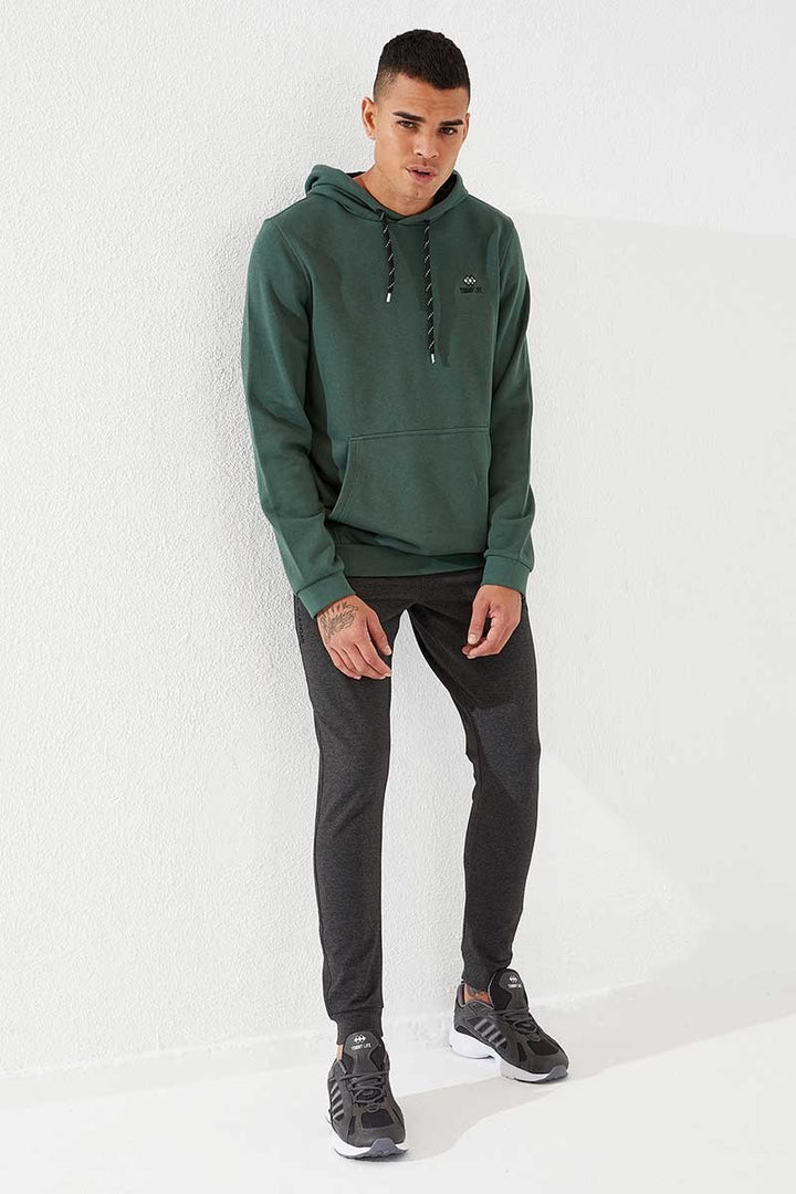 TMY Green Kangaroo Pocket Standard Fit Hooded Men's Sweatshirt - 87872 - Jalacingo