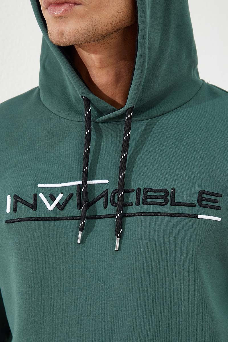 TMY Green Kangaroo Pocket Standard Fit Hooded Men's Sweatshirt - 87883 - East Meadow