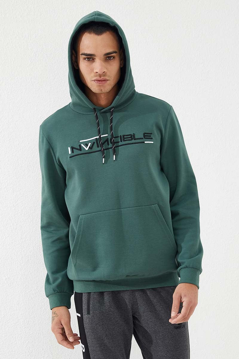 TMY Green Kangaroo Pocket Standard Fit Hooded Men's Sweatshirt - 87883 - East Meadow