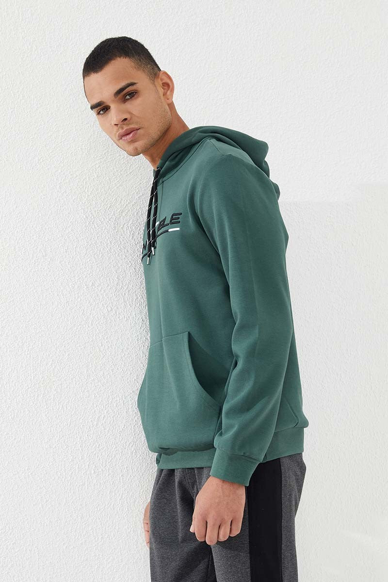 TMY Green Kangaroo Pocket Standard Fit Hooded Men's Sweatshirt - 87883 - East Meadow