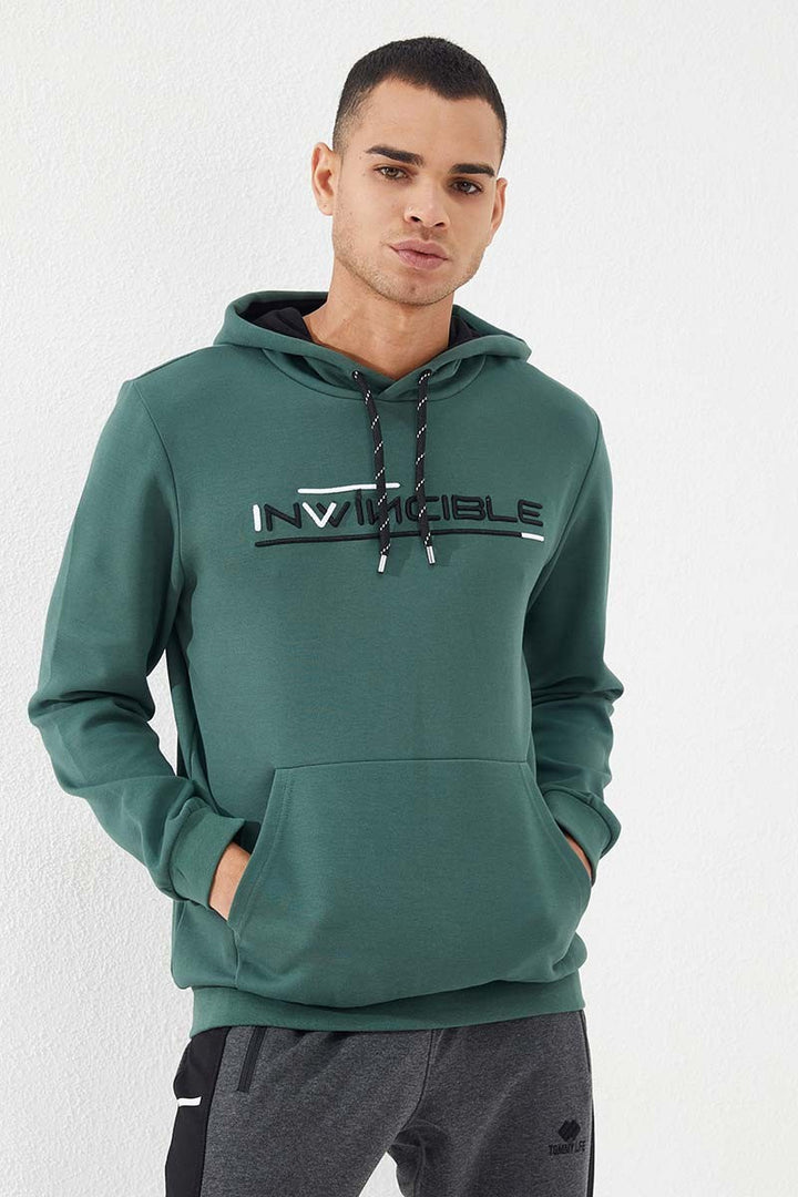 TMY Green Kangaroo Pocket Standard Fit Hooded Men's Sweatshirt - 87883 - East Meadow