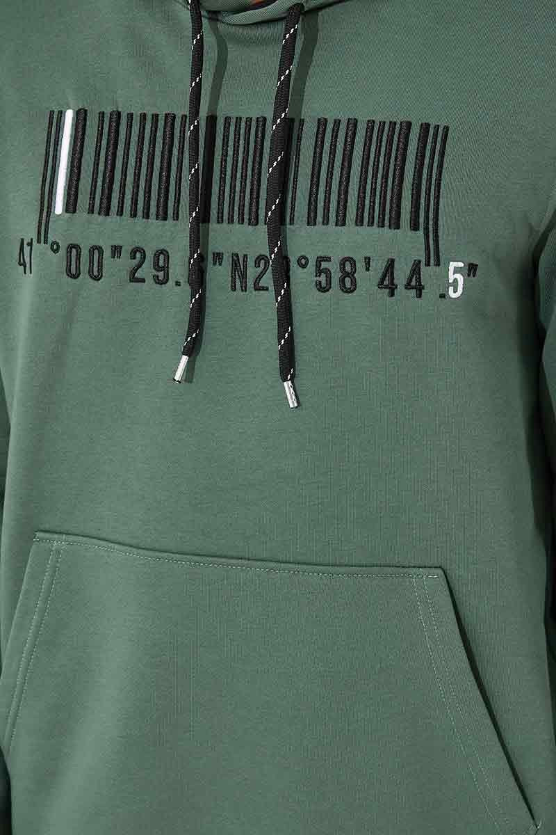 TMY Green Embroidered Kangaroo Pocket Standard Fit Hooded Men's Sweatshirt - 87839 - Bonita Springs