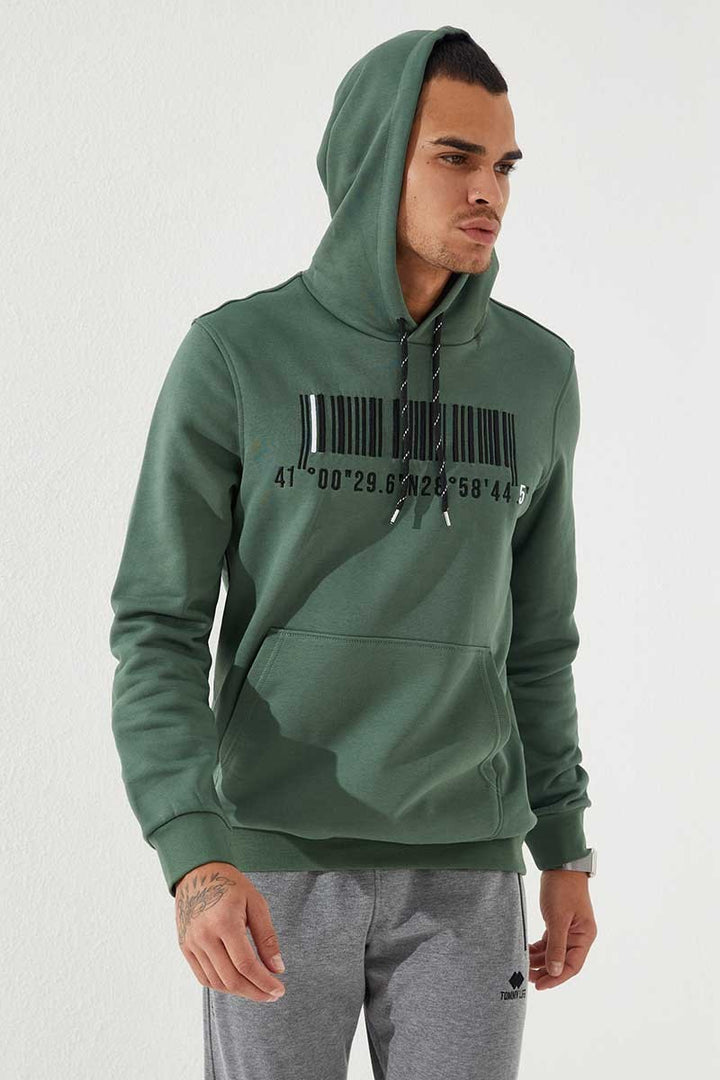 TMY Green Embroidered Kangaroo Pocket Standard Fit Hooded Men's Sweatshirt - 87839 - Bonita Springs