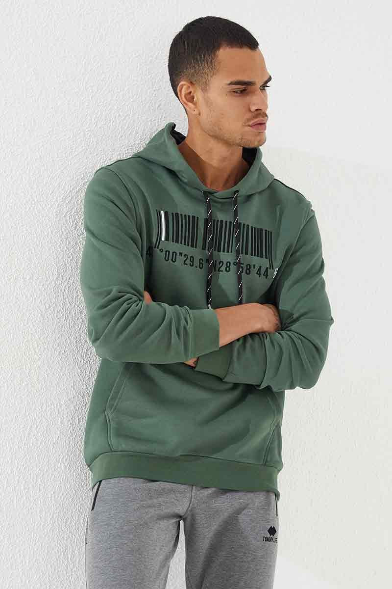 TMY Green Embroidered Kangaroo Pocket Standard Fit Hooded Men's Sweatshirt - 87839 - Bonita Springs