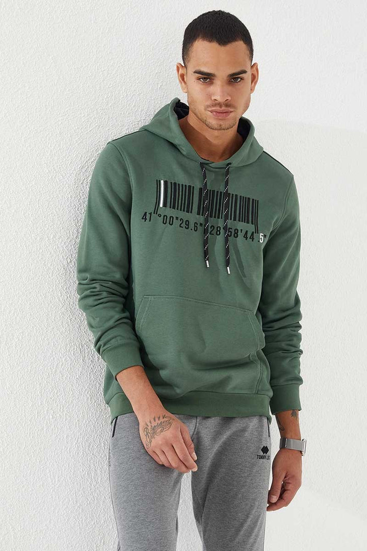 TMY Green Embroidered Kangaroo Pocket Standard Fit Hooded Men's Sweatshirt - 87839 - Bonita Springs