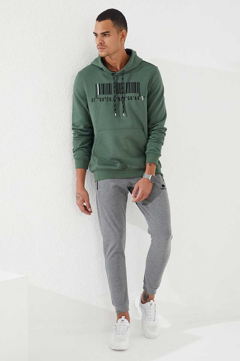 TMY Green Embroidered Kangaroo Pocket Standard Fit Hooded Men's Sweatshirt - 87839 - Bonita Springs
