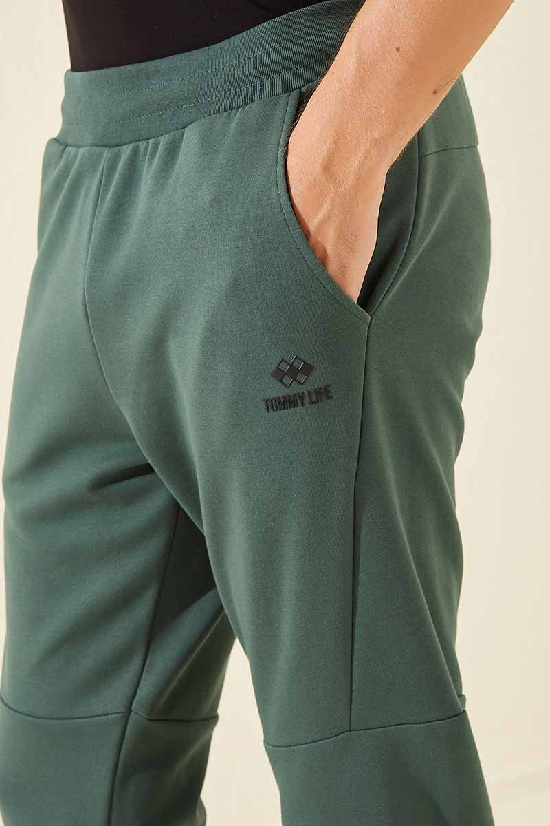 TMY Green Slim Fit Jogger Men's Sweatpants with Reverse Zippered Pocket - 84765 - Huelva
