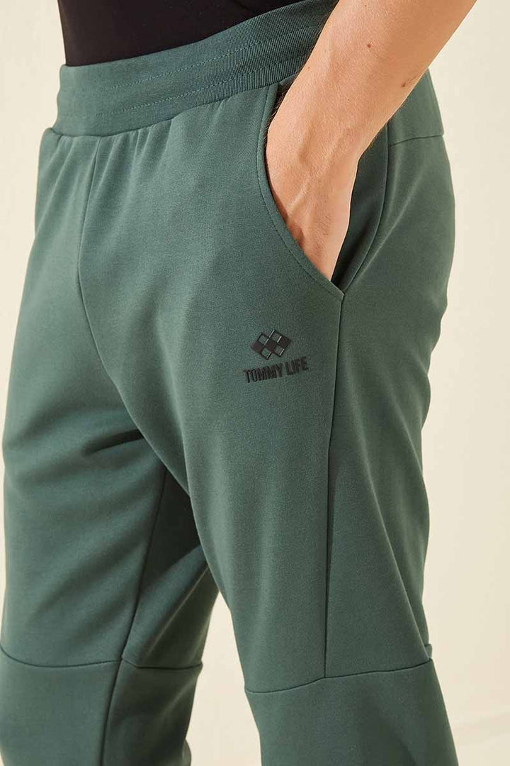 TMY Green Slim Fit Jogger Men's Sweatpants with Reverse Zippered Pocket - 84765 - Huelva