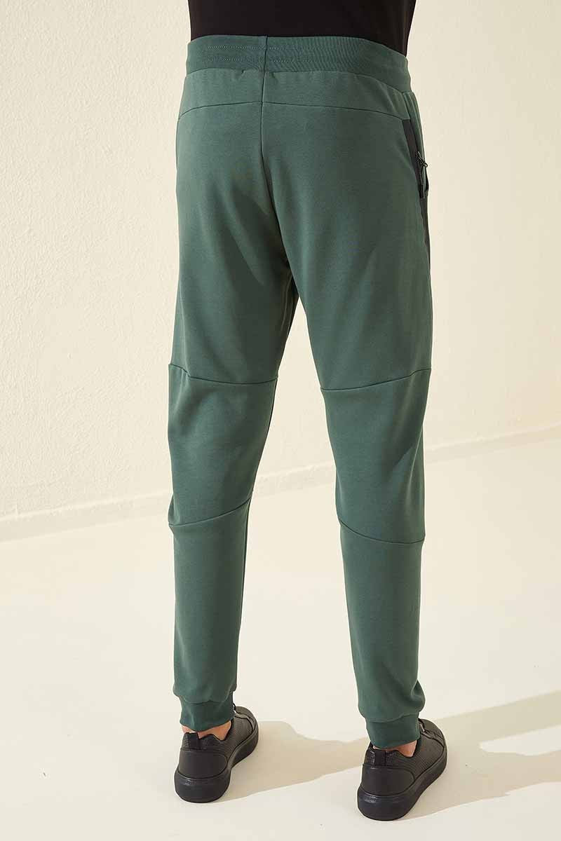 TMY Green Slim Fit Jogger Men's Sweatpants with Reverse Zippered Pocket - 84765 - Huelva