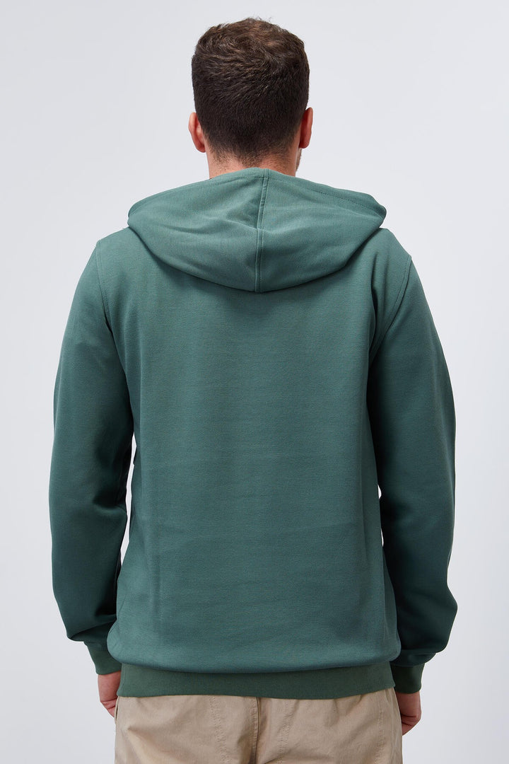 TMY Green Text Embroidered Standard Mold Hooded Men's Sweatshirt - 87887 - Berchem