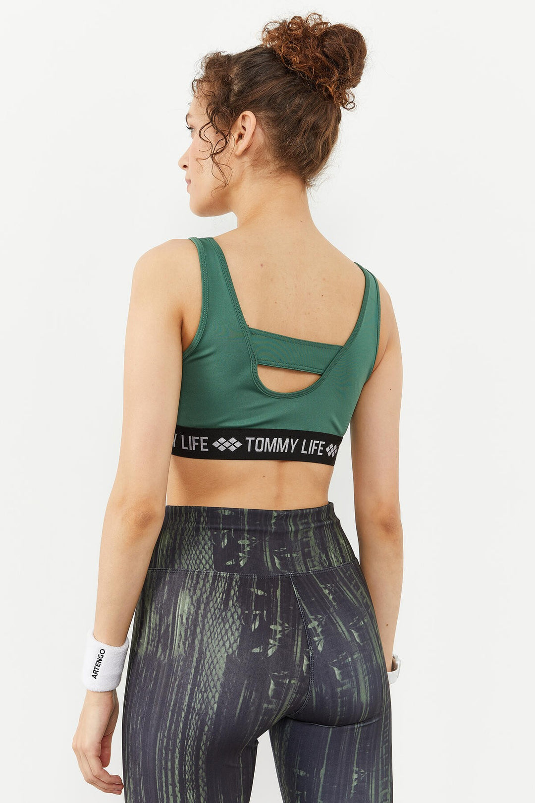 TMY Green Striped Standard Mold U Neck Women's Sports Bustier - 97113 - Wesseling