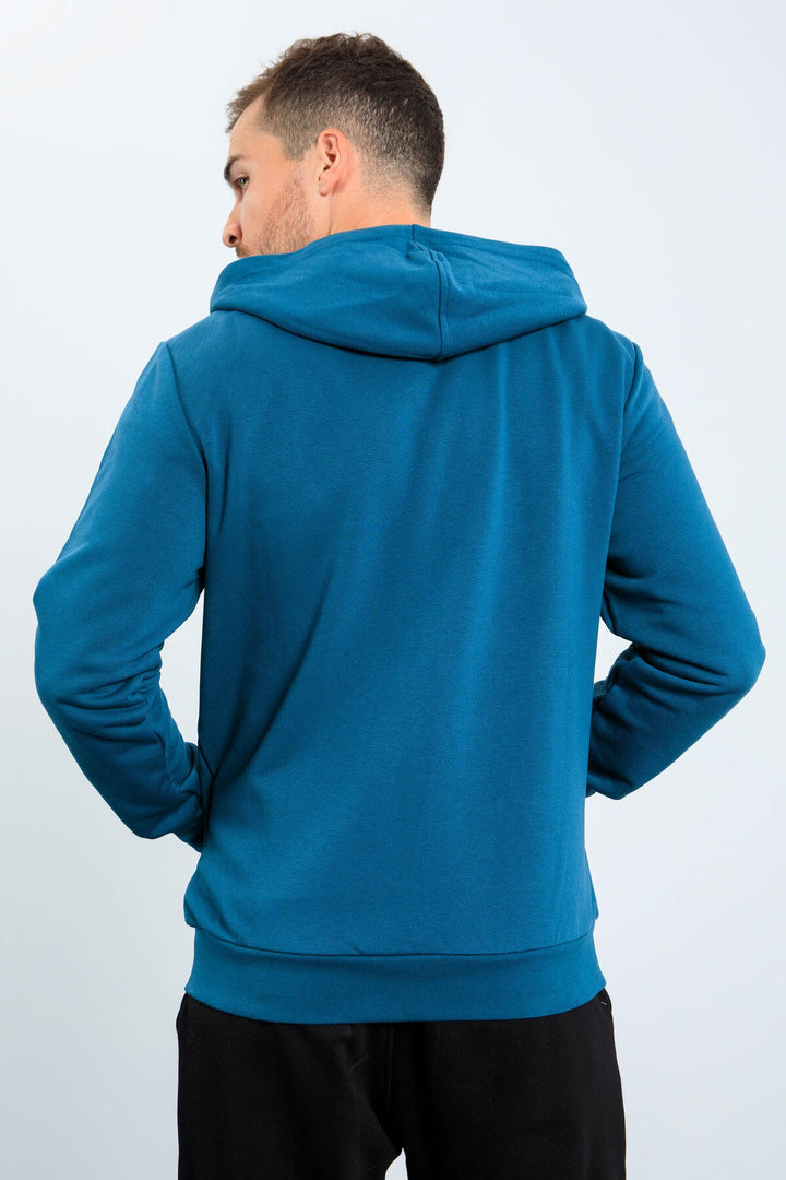 TMY Emerald Basic Hooded Comfort Fit Embroidered Detail Zippered Men's Sweatshirt - 88035 - Córdoba