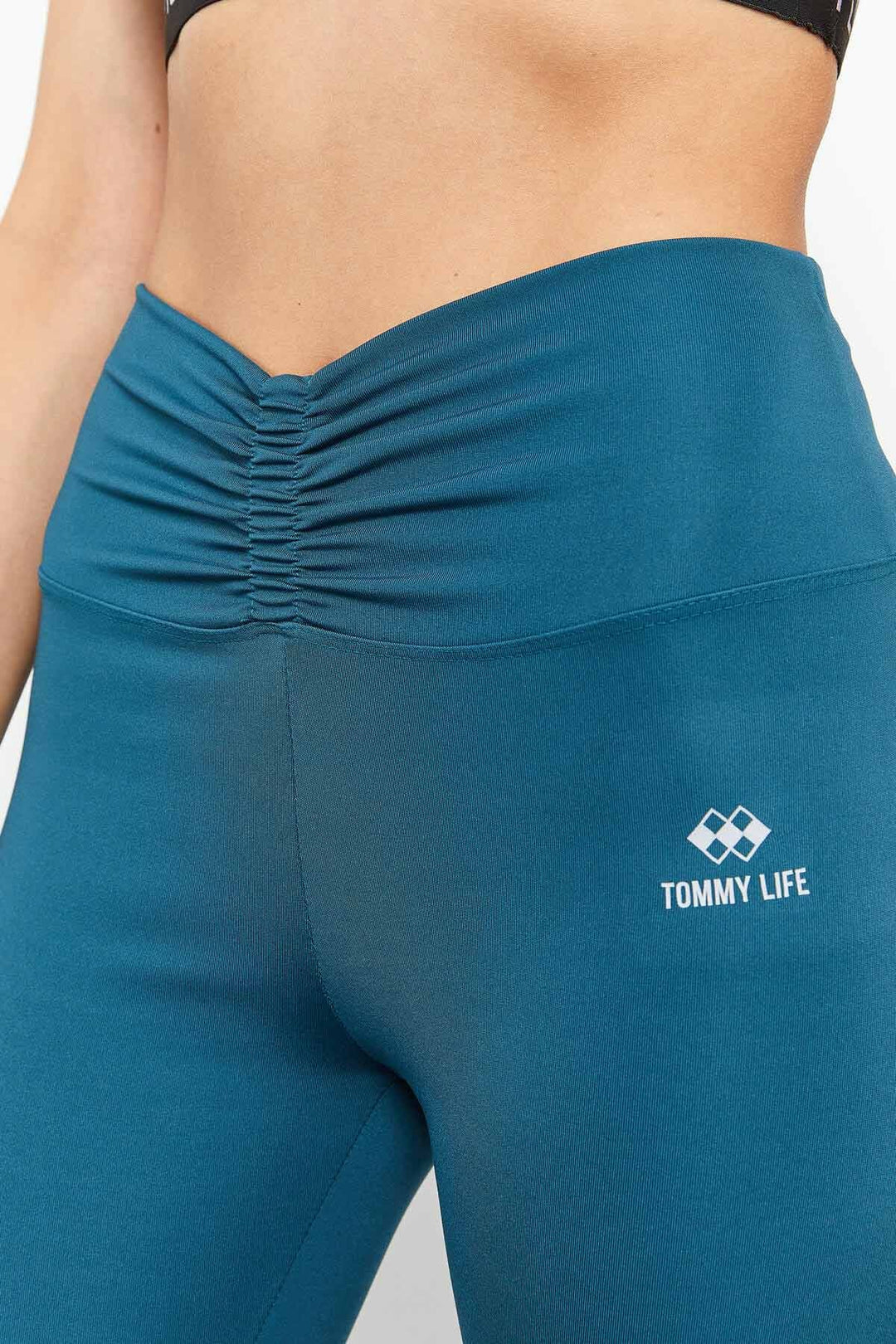 TMY Emerald Ruched مفصلة عالية الخصر تشكيل طماق قصيرة لراكبي الدراجات النارية - 91008 - Würselen