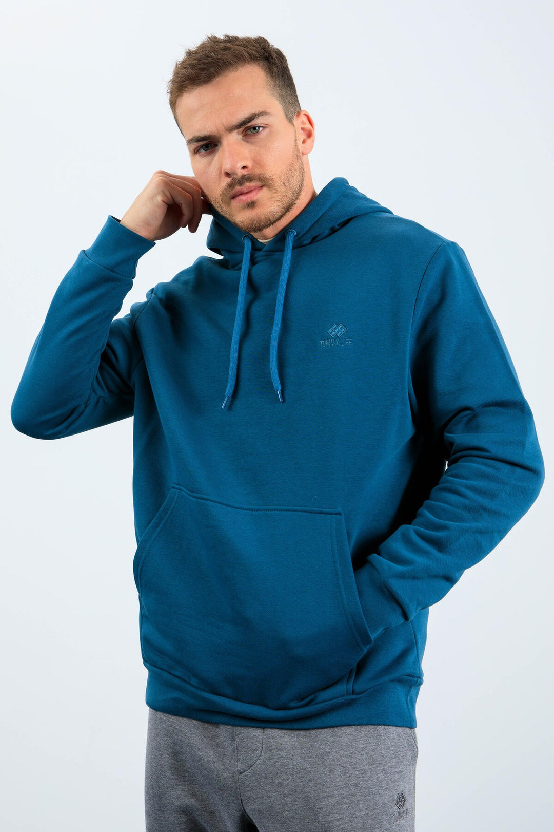TMY Emerald Kangaroo Pocket Hooded Comfort Fit Men's Sweatshirt - 88013 - Seixal
