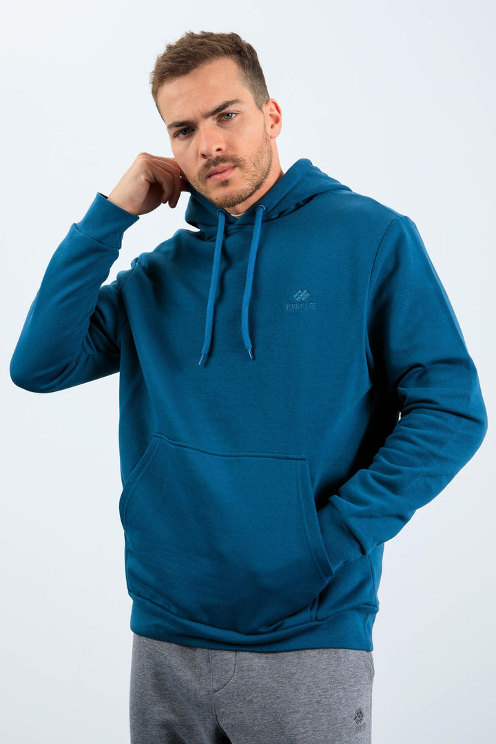TMY Emerald Kangaroo Pocket Hooded Comfort Fit Men's Sweatshirt - 88013 - Seixal