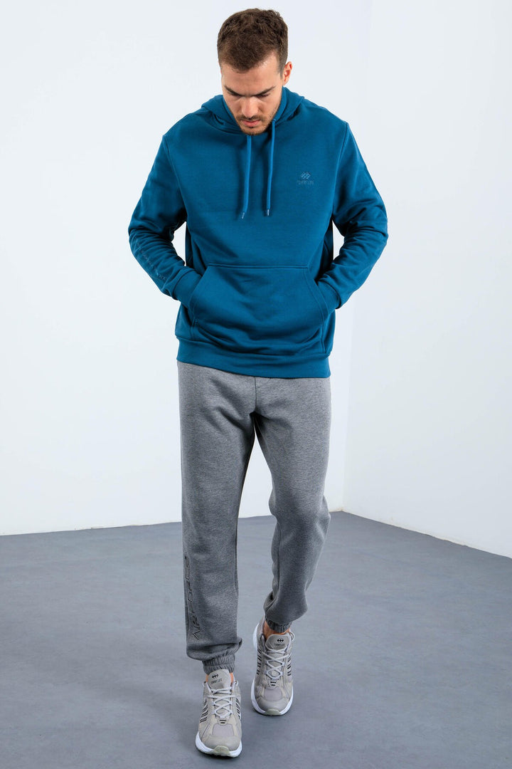 TMY Emerald Kangaroo Pocket Hooded Comfort Fit Men's Sweatshirt - 88013 - Seixal
