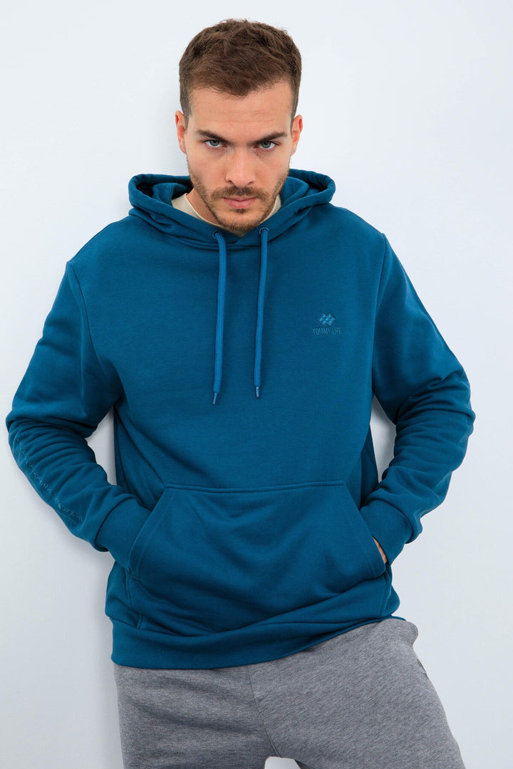 TMY Emerald Kangaroo Pocket Hooded Comfort Fit Men's Sweatshirt - 88013 - Seixal