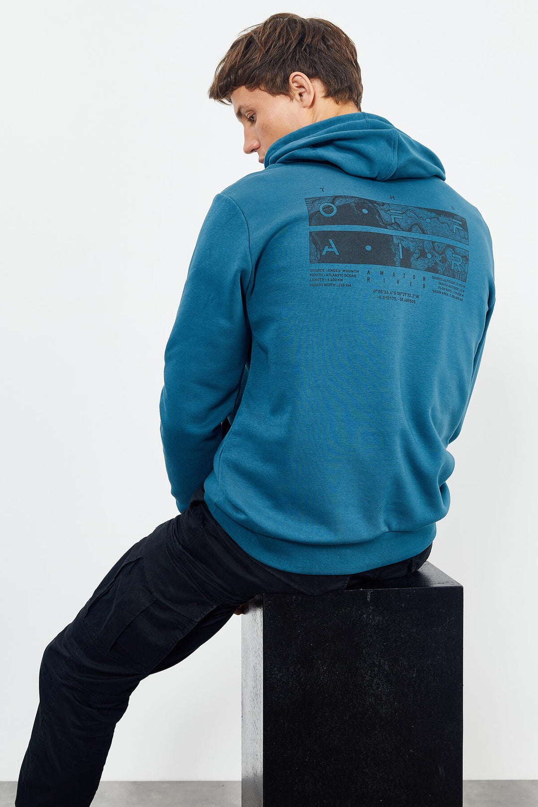 TMY Emerald Front and Back Printed Hooded Comfort Fit Men's Sweatshirt - 88017 - Babruysk