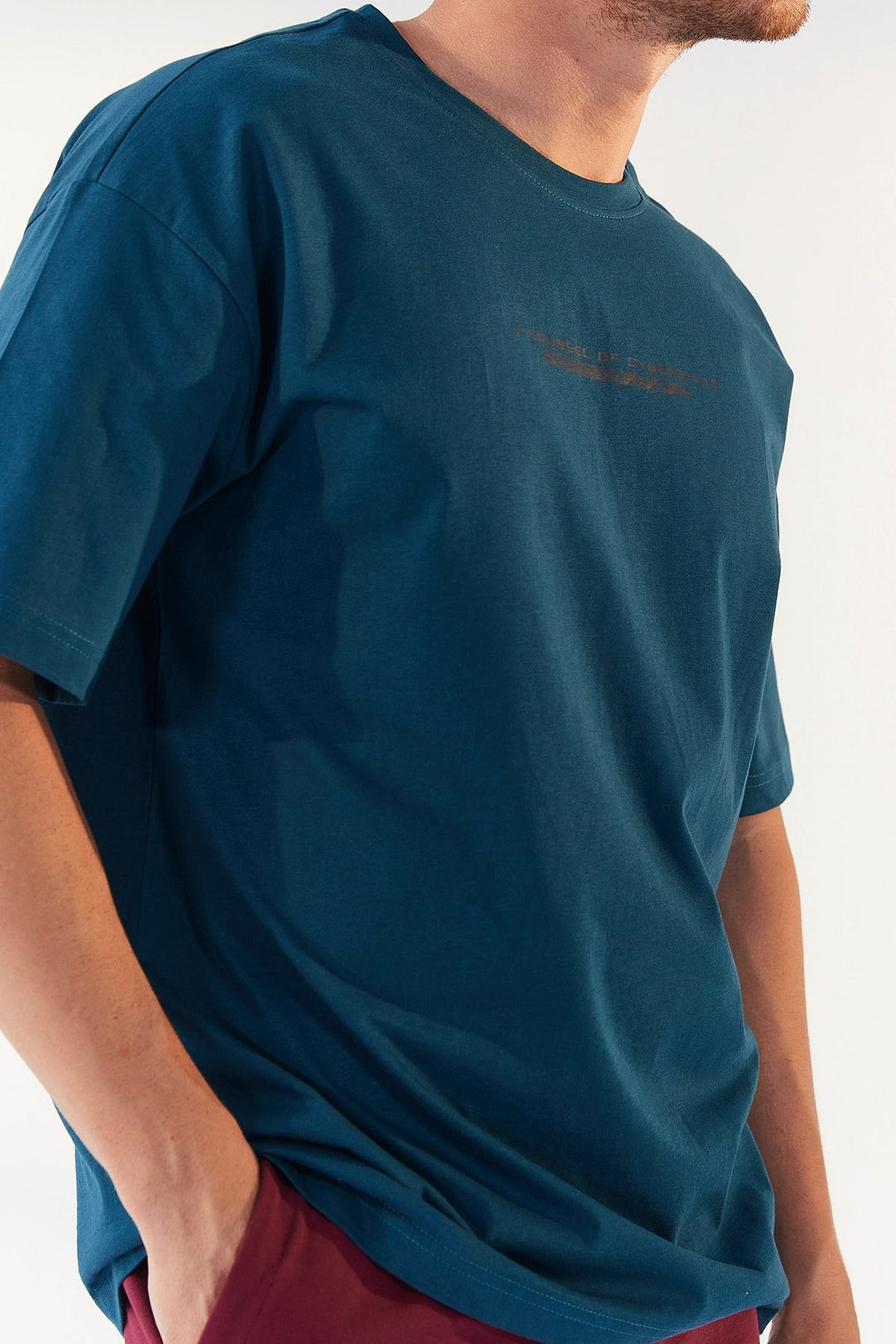 TMY Emerald Green Printed O Neck Men's Oversize T-Shirt - 87984 - San Francisco del Rincón