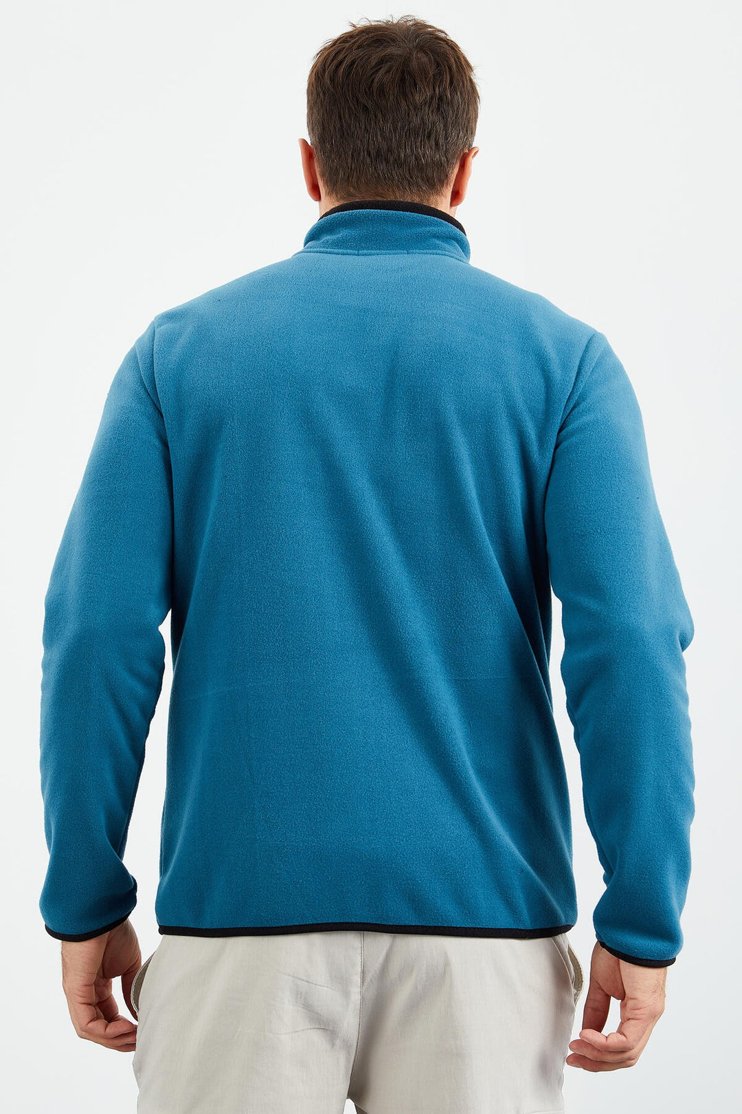 TMY Emerald Green Embroidered Stand-Up Collar Zippered Standard Fit Men's Sweatshirt Polar - 87992 - Eltham