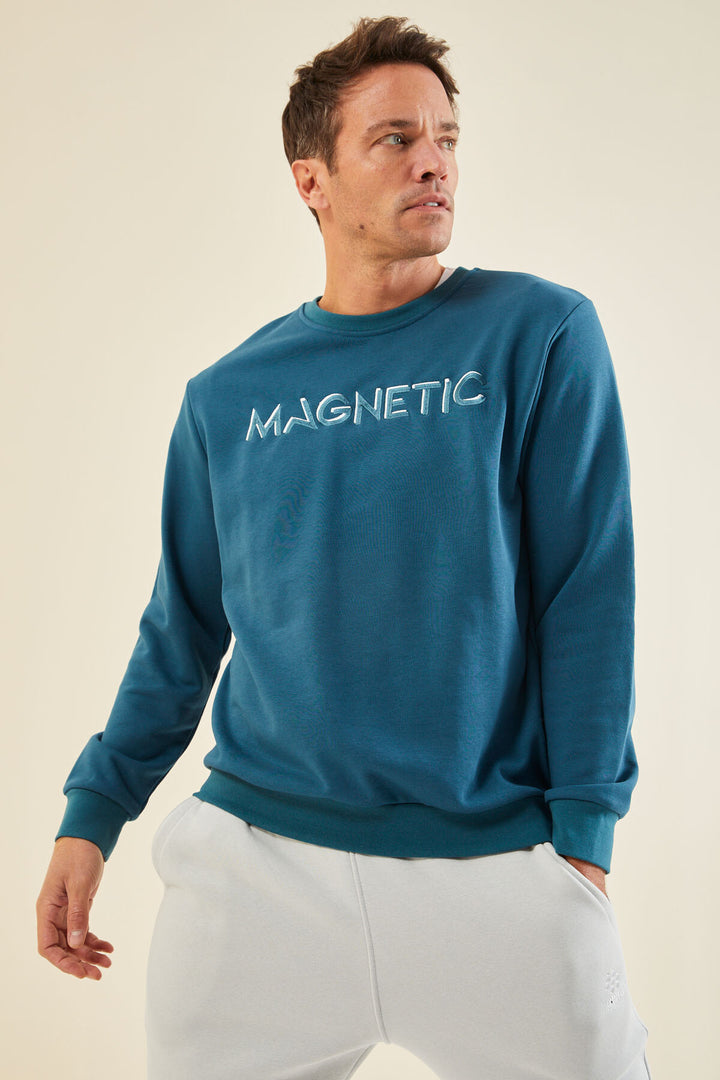 TMY Emerald Green Embroidered Round Neck Comfort Fit Men's Sweatshirt - 88020 - Venlo