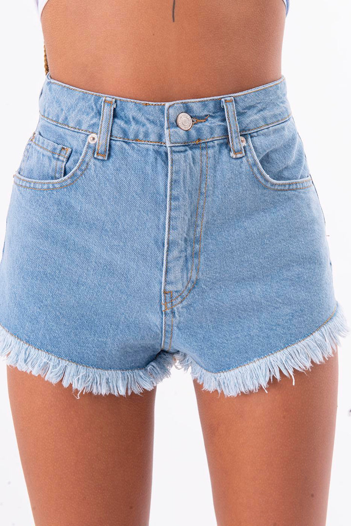 BSL Women 5-Pocket Tassel Denim Short - Goose Creek