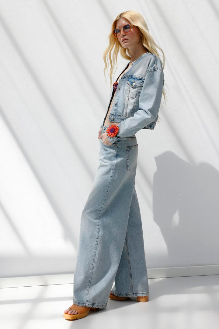 BSL Women Palazzo Denim Trousers - Vernier