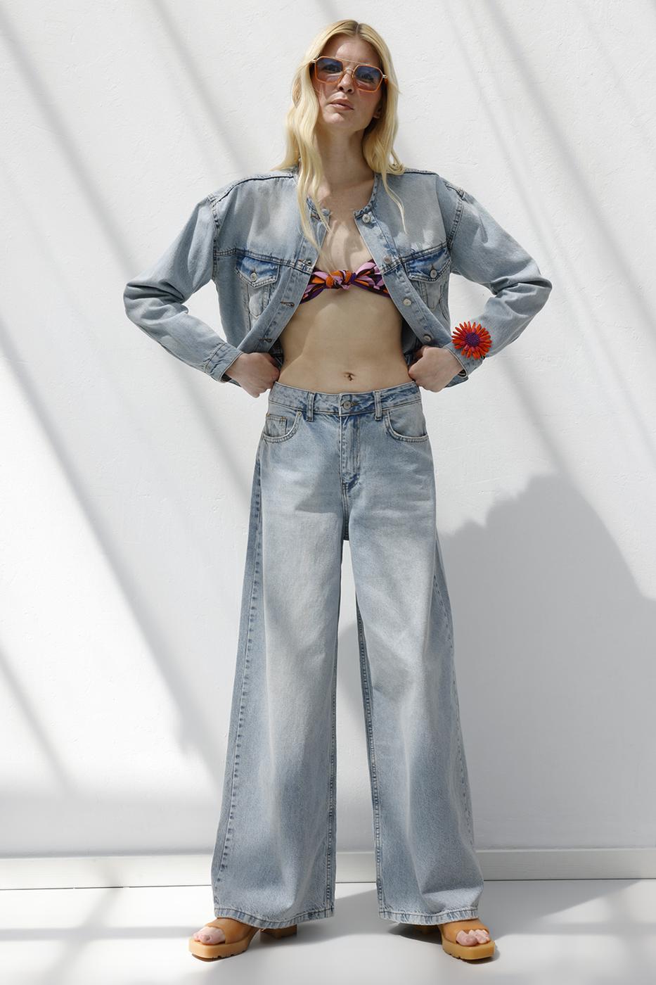 BSL Women Palazzo Denim Trousers - Vernier