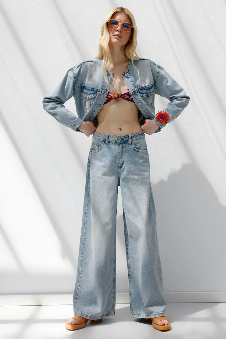 BSL Women Palazzo Denim Trousers - Vernier